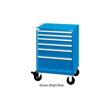 Lista International Lista 28-1/4"W Mobile Cabinet, 6 Drawers, 58 Compart - Classic Blue, Keyed Alike XSST0750-0602MCBKA